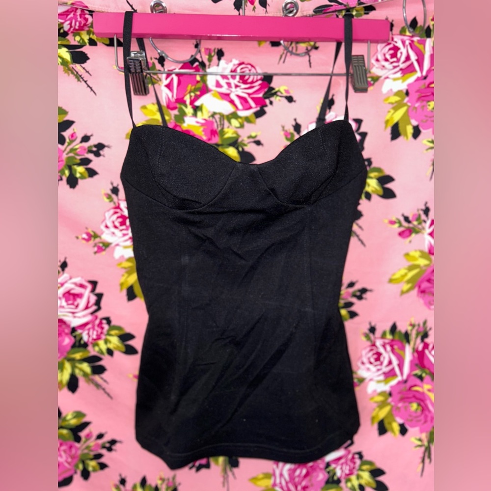 Wheels and Dollbaby black 1 tank top bodice fitted bustier retro pinup